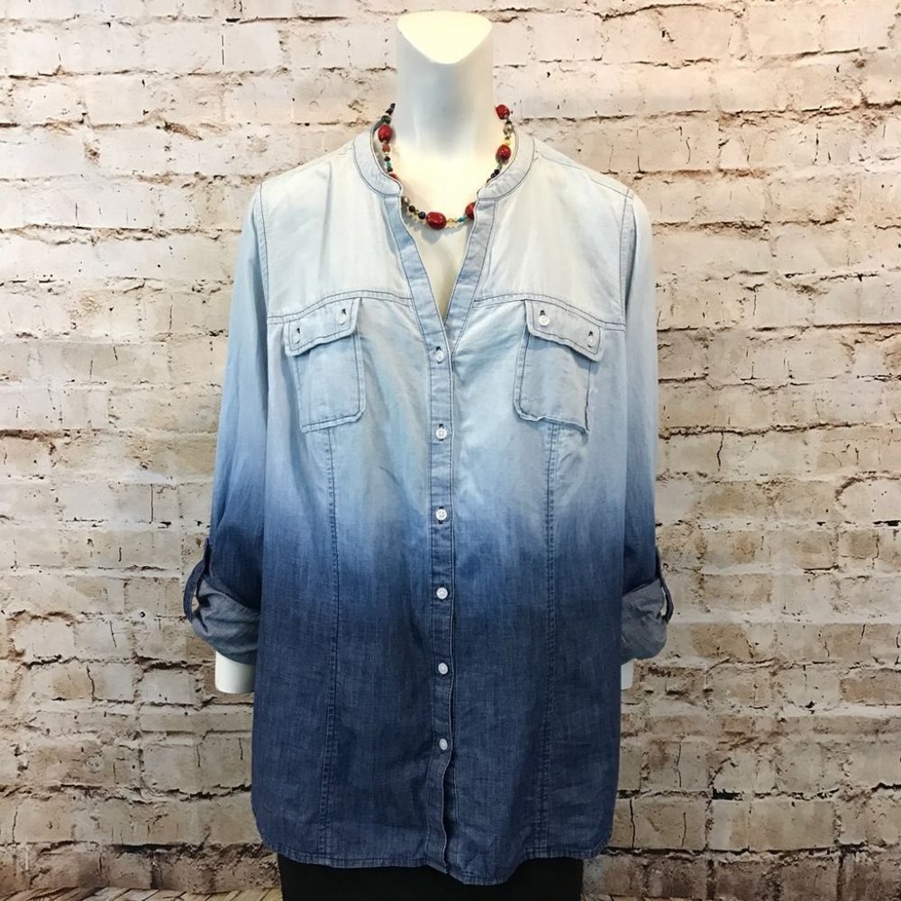 Lane Bryant Ombré Chambray Button Down Shirt